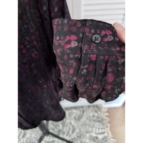 Eddie Bauer Top Women XL Red Black Dotted Long Sleeve Blouse Cottagecore Light - Picture 7 of 13